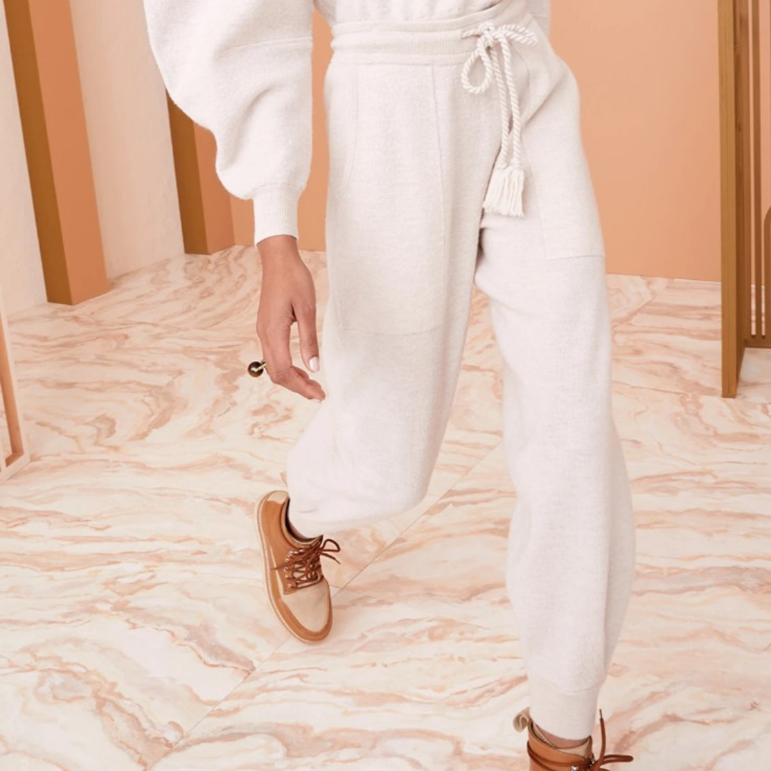 Alfie Boiled Wool Jogger in Ivory