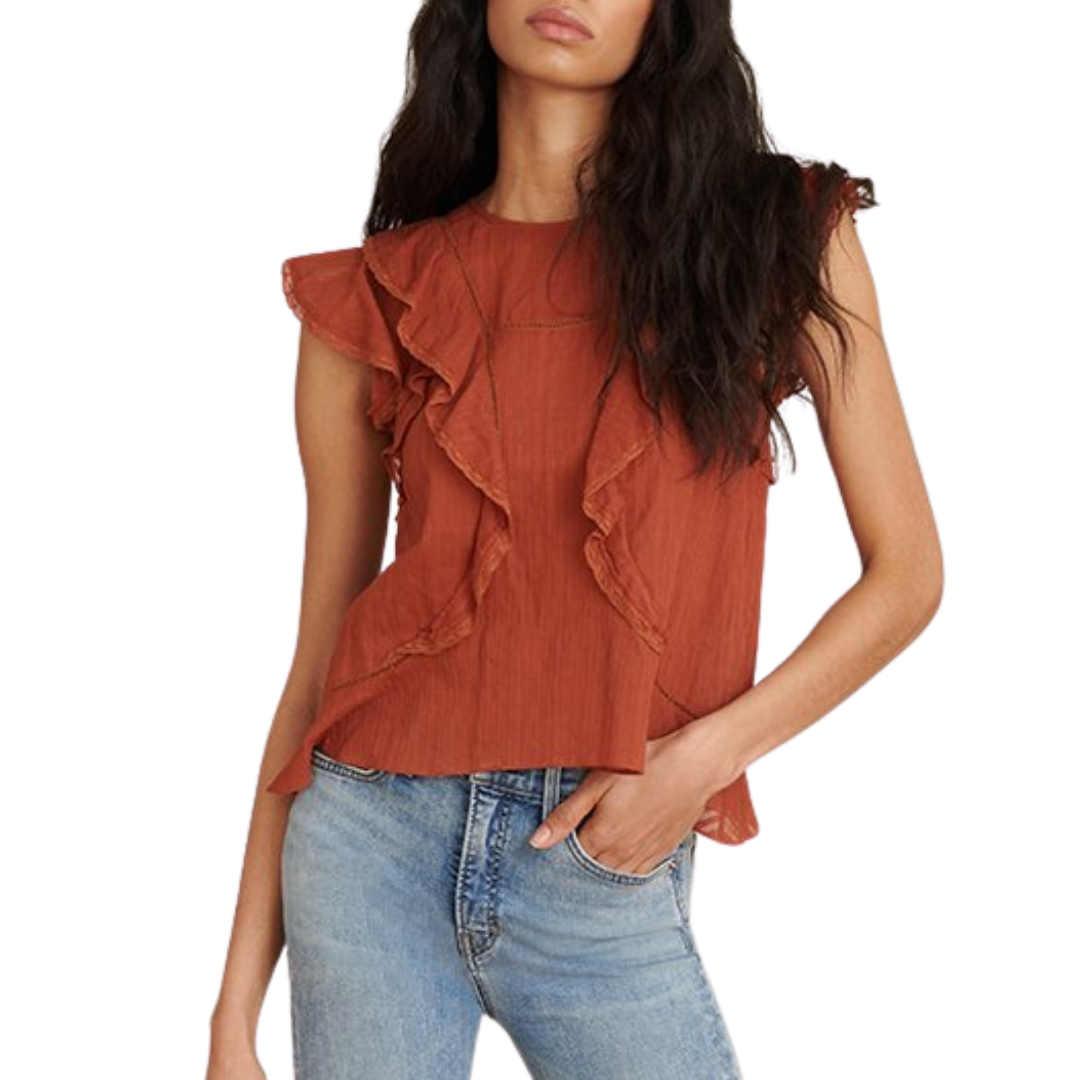 Aira Ruffle Top in Rust