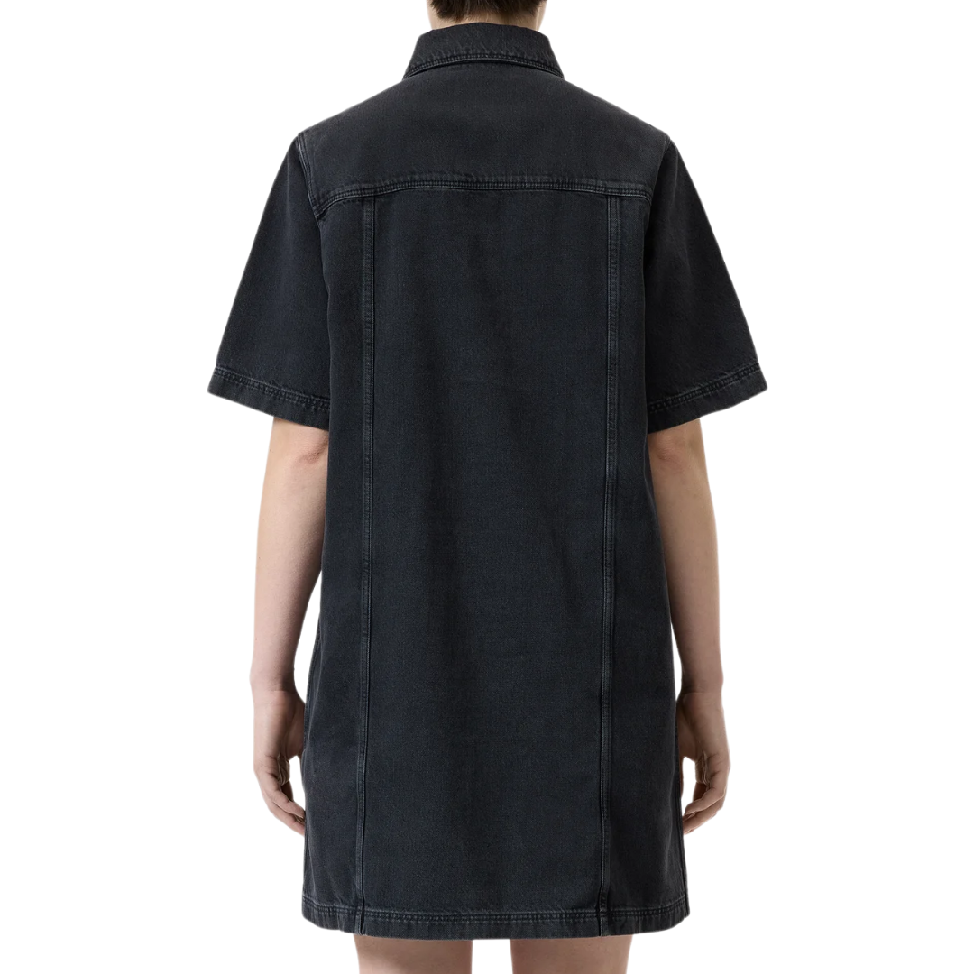 Short Denim Dress in Dark Grey