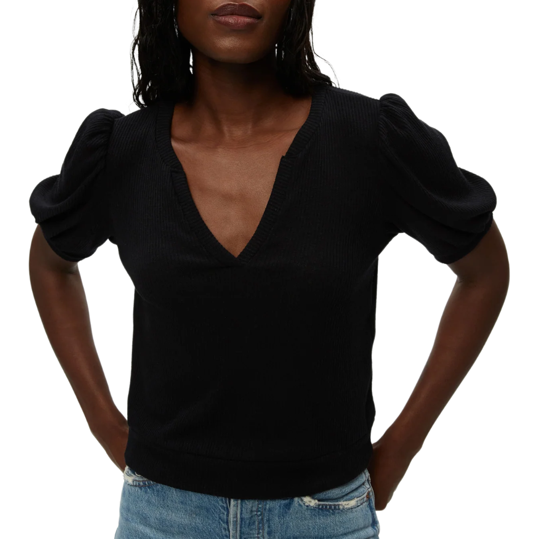 Quinn Puff Sleeve Ribbed Top