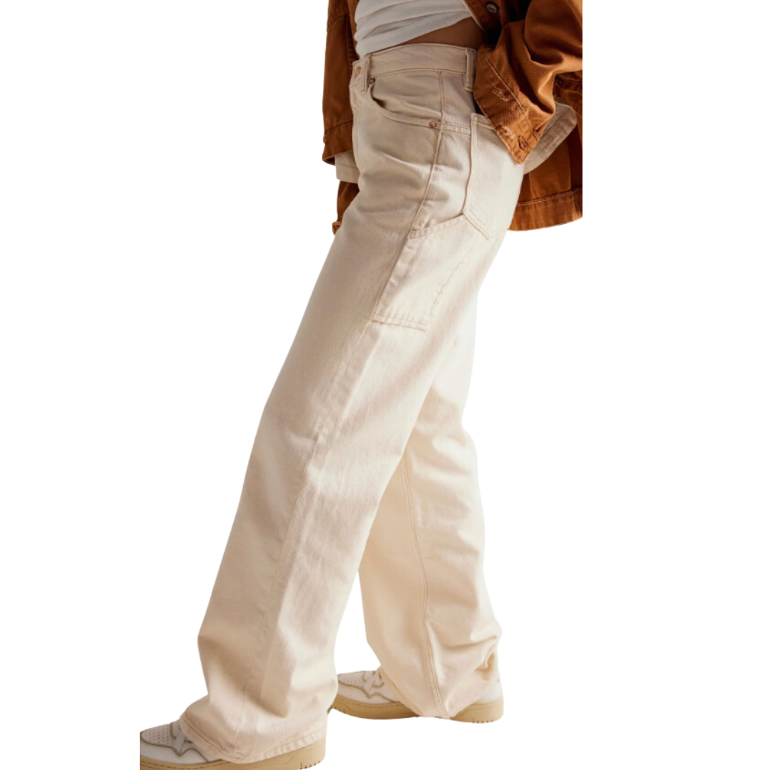 We The Free Tinsley Baggy High-Rise Jeans in Ecru
