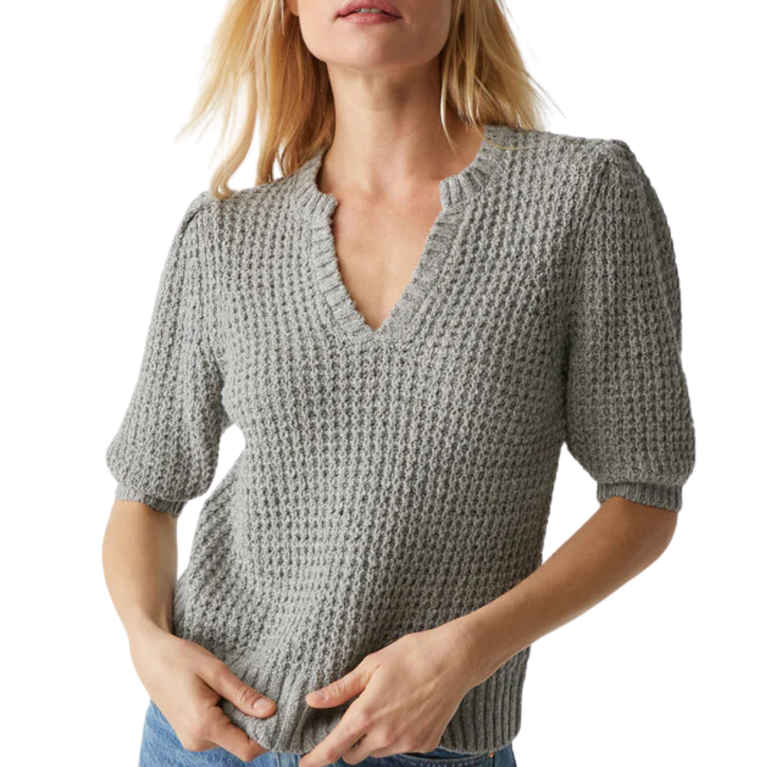 Gemma Puff Sleeve Sweater in Heather Grey