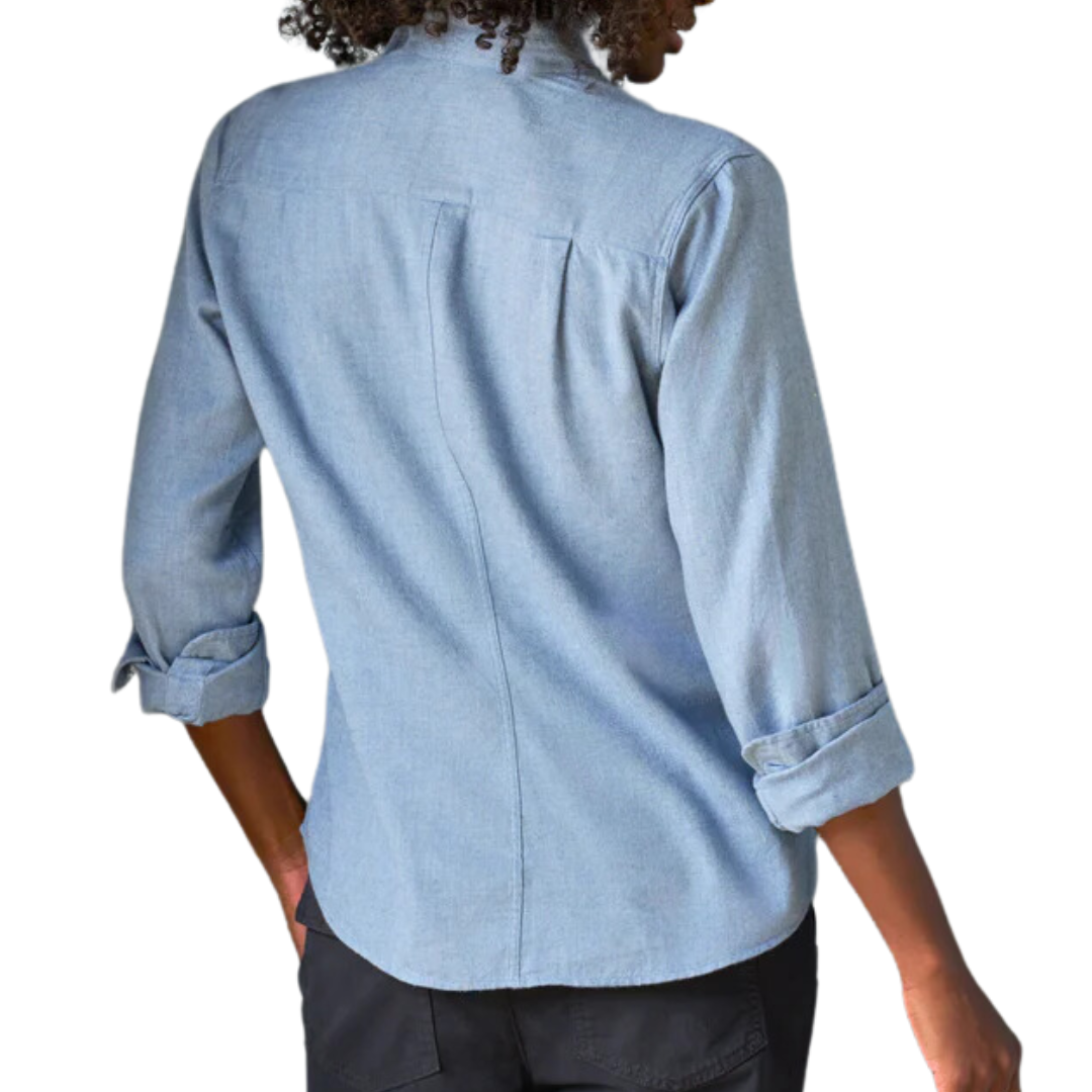 Barry Tailored Button-Up Shirt in Italian Flannel Blue Herringbone