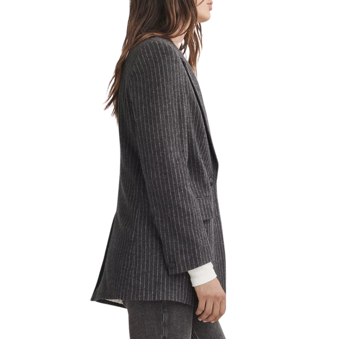 Charles Italian Wool Blazer in Grey Stripe