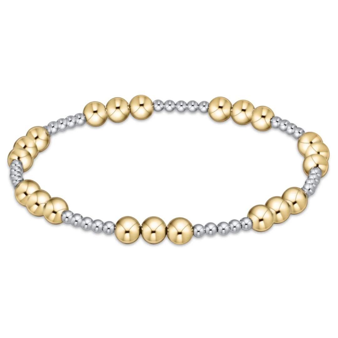 Classic Joy Pattern 5mm Bead Bracelet in Mixed Metal