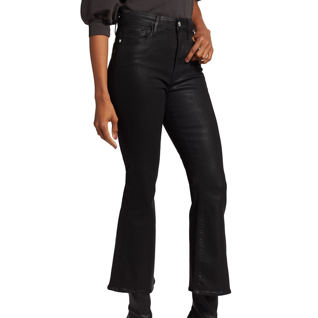 Le Crop Flare in Noir Coated