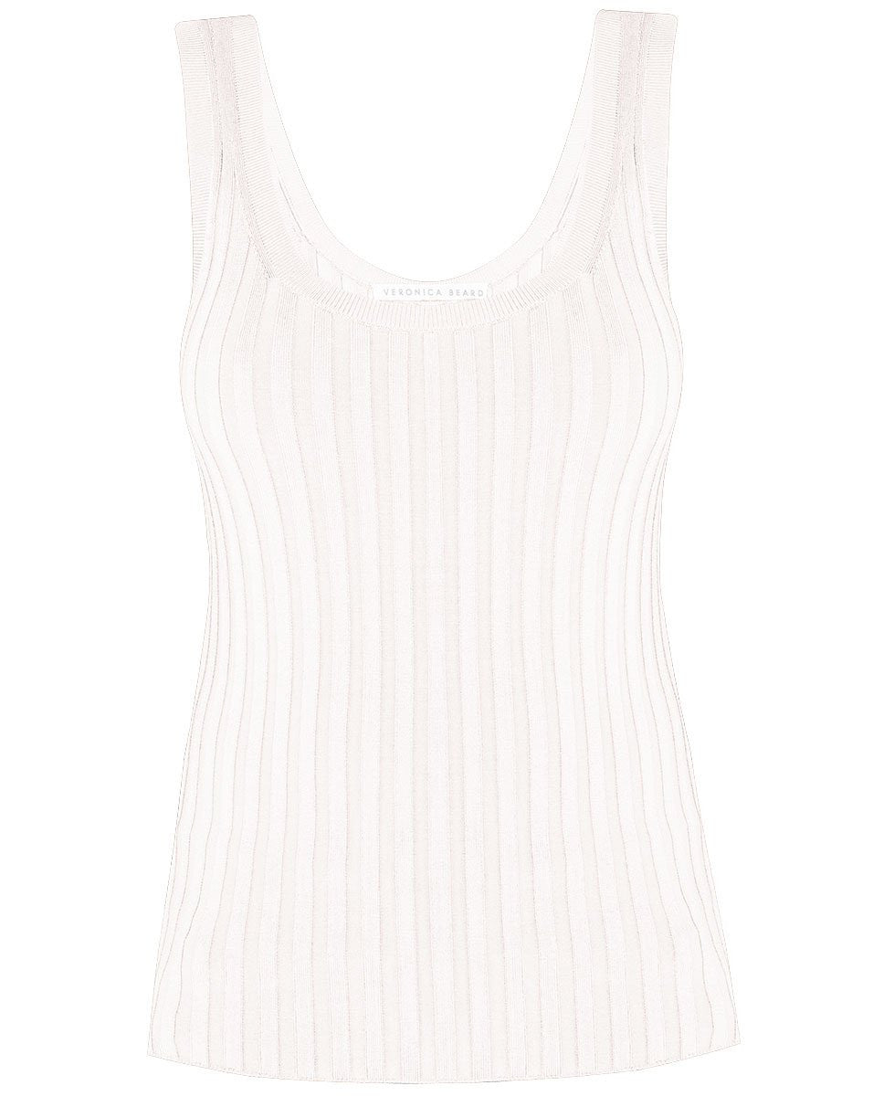 Sandra Ribbed Scoop Neck Tank in Off-White