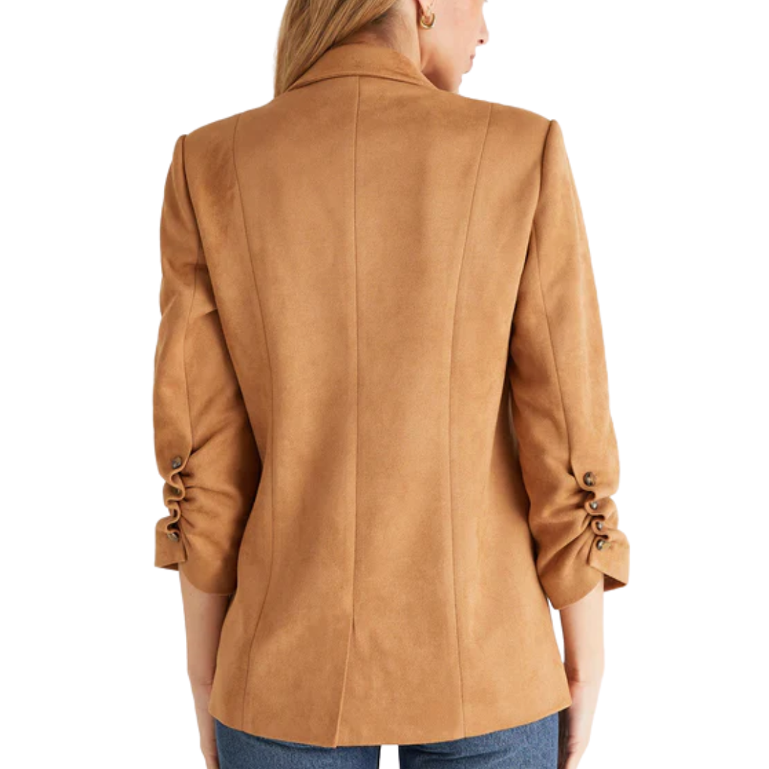 Sandelle Faux Suede Blazer in Camel Brown