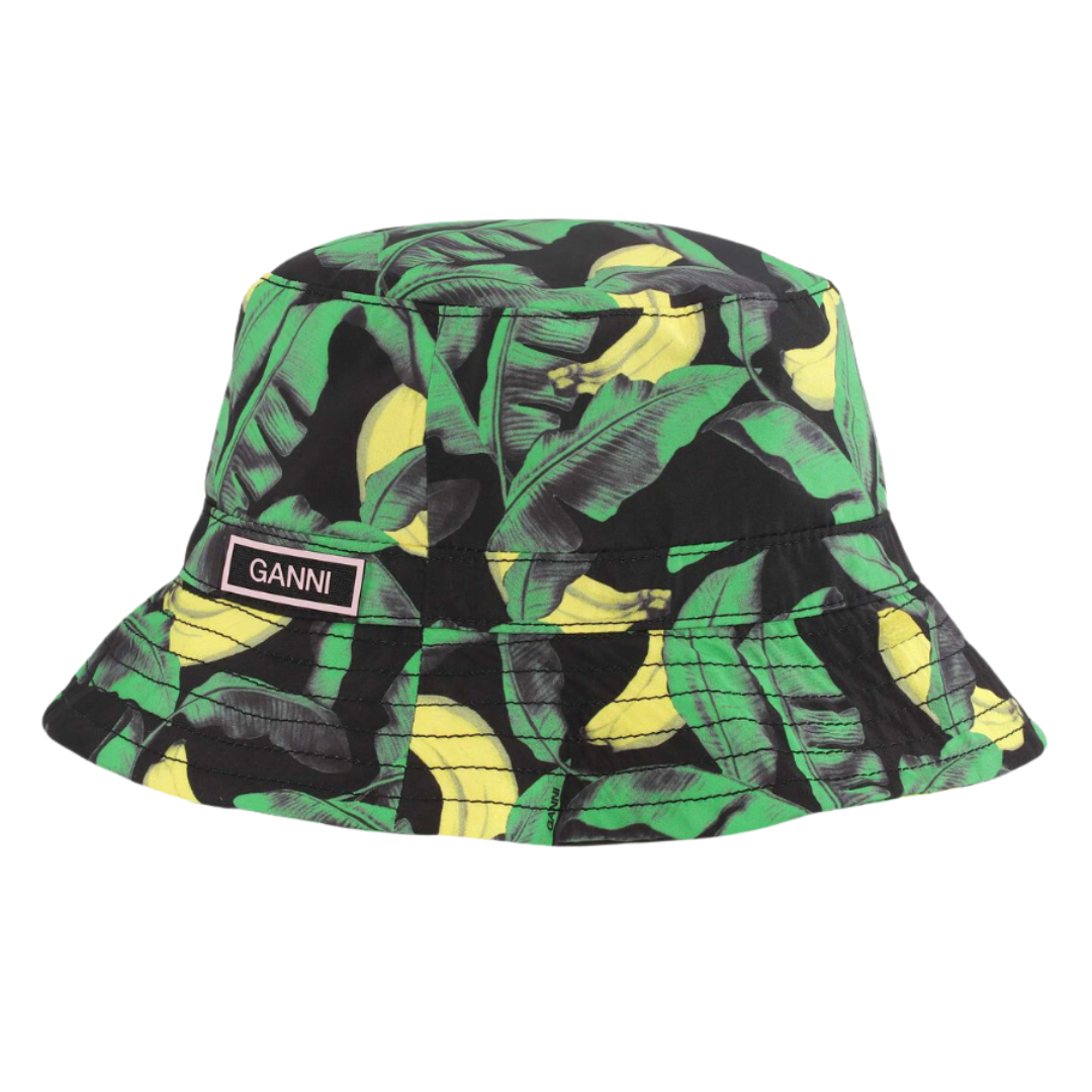 NEW GANNI bucket hat in black and banana Leather hat Ganni Black size XL International in Leather  main image 3