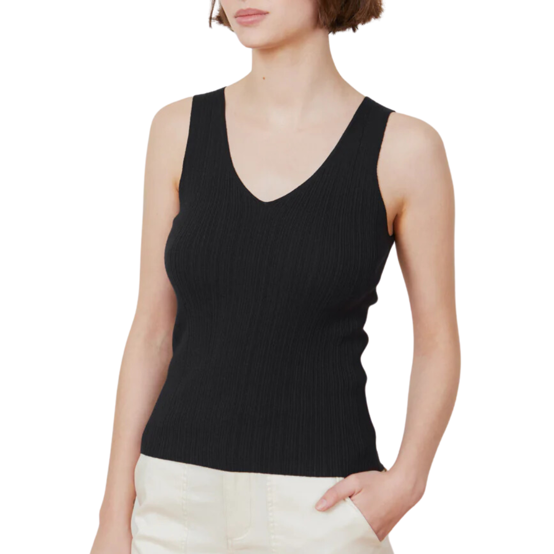 Selena Rib Tank in Black