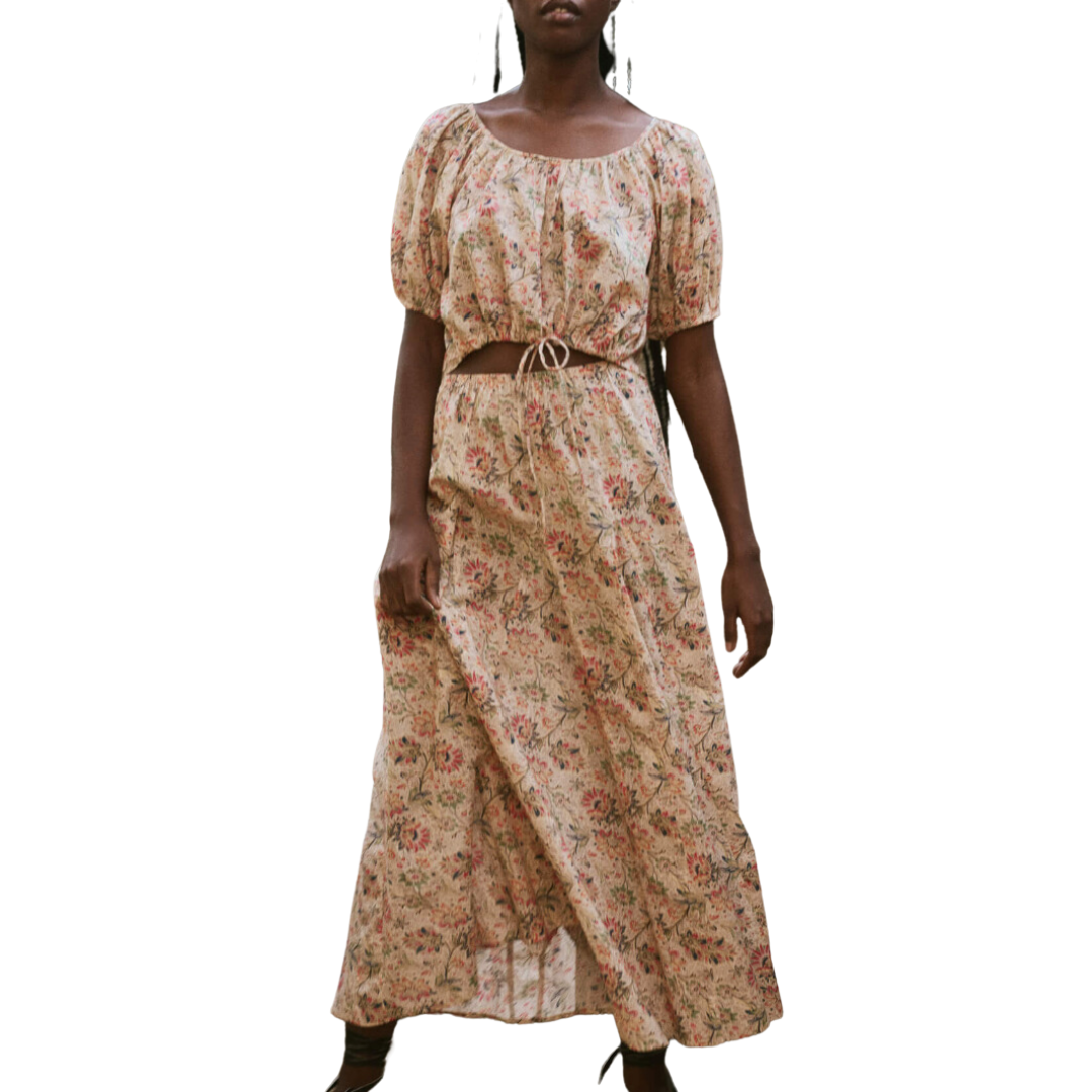 The Provence Top in Peach Paisley Floral