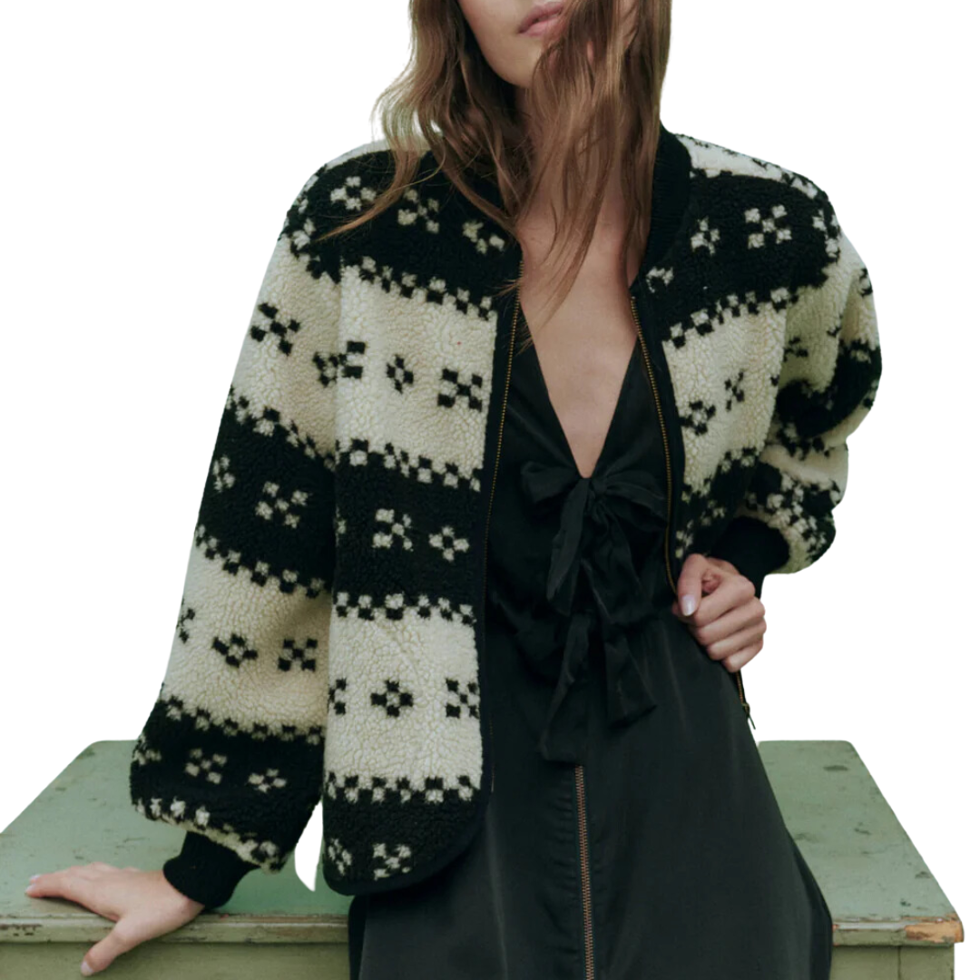 The Plush Bomber in Black Geo