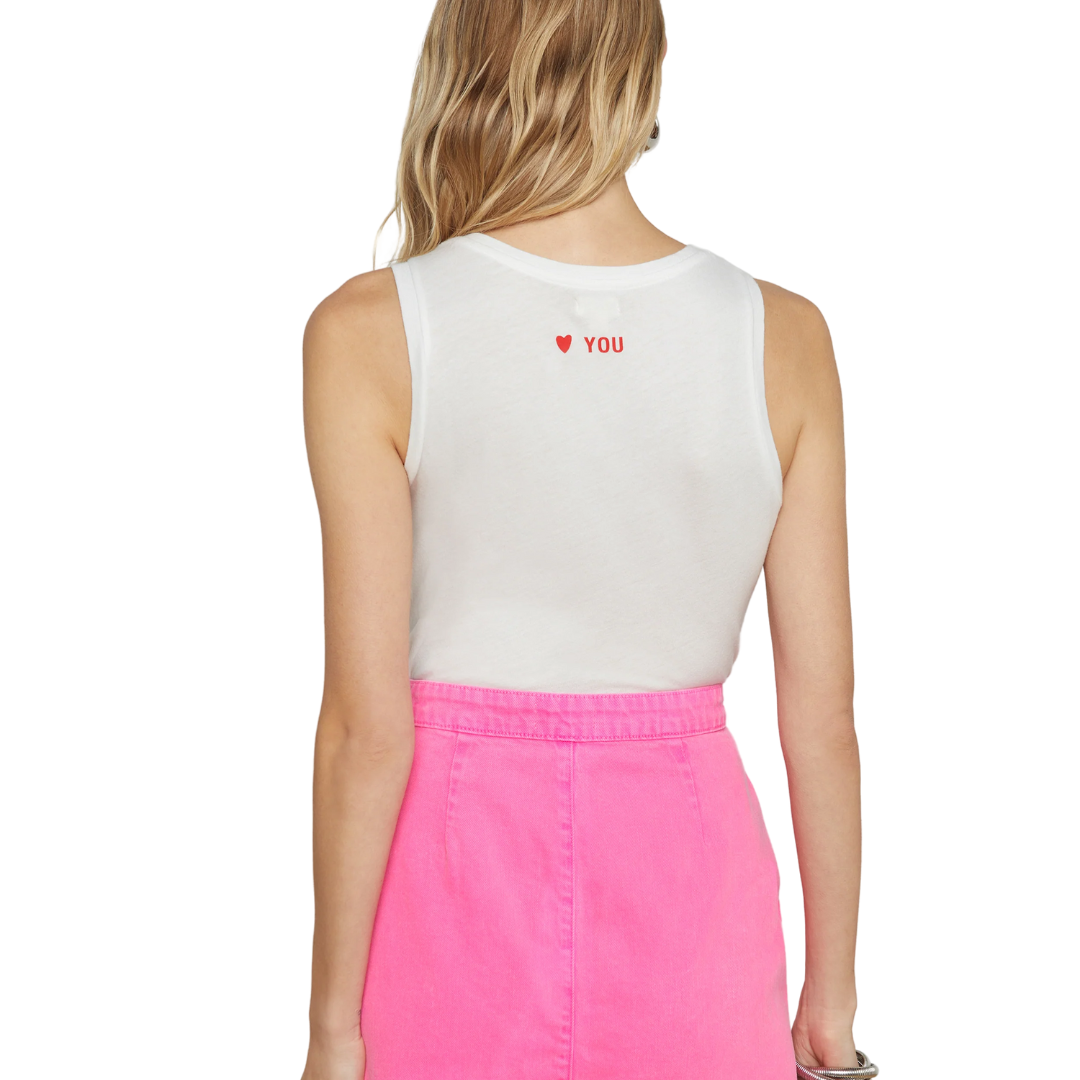 Mikaela Cotton Tank in Love You White