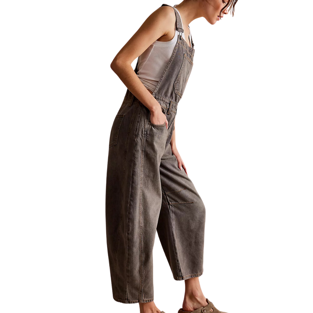 We The Free Good Luck Barrel Overalls in Archive Grey
