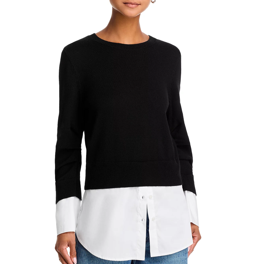 Amirah Mixed Media Sweater in Black