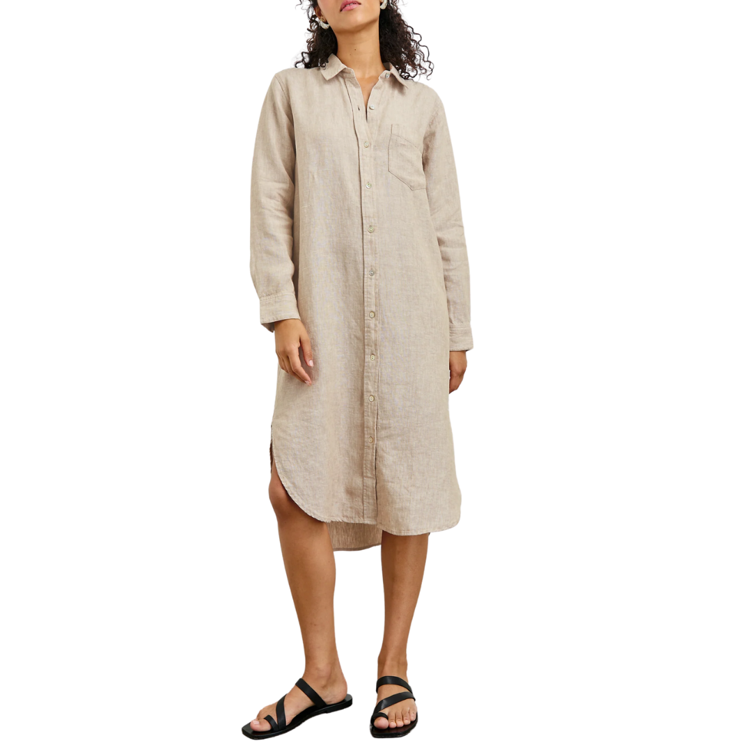 Val Shirt Dress in Heathered Flax