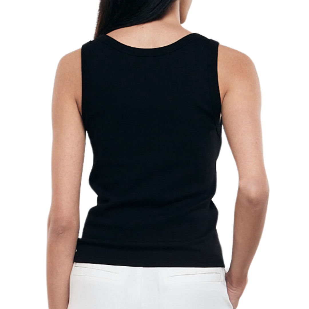Supima Rib Scoop Tank in Black
