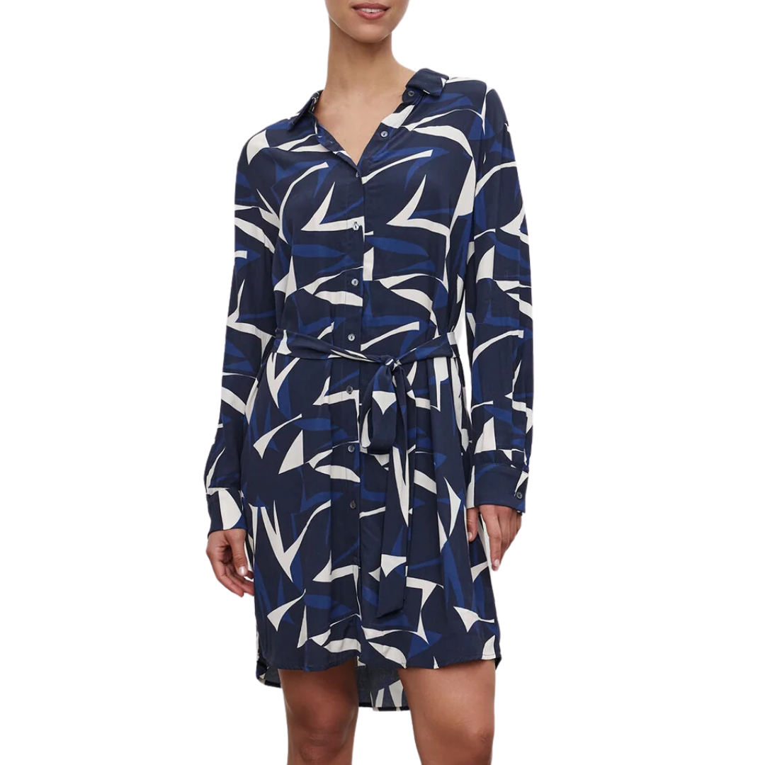 Dacey Dress in Navy/Ecru