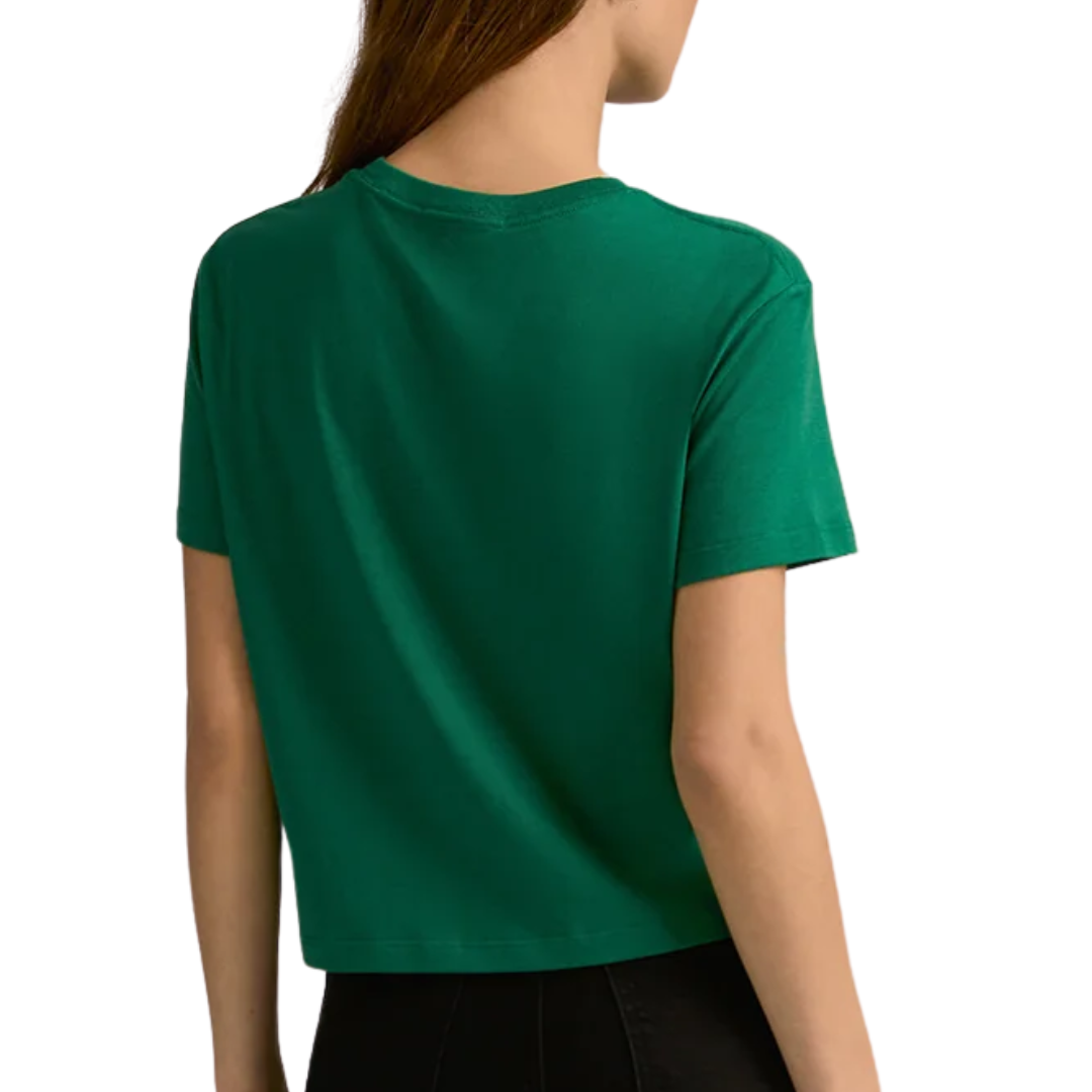 Cropped Collegiate Tee in Emerald