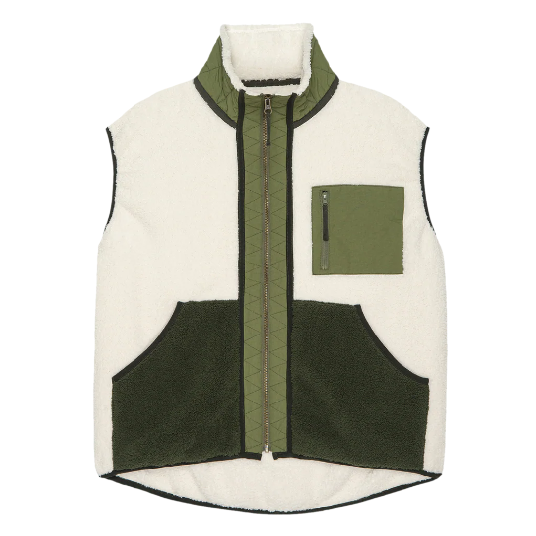 Plush Tundra Vest in Cream & Army