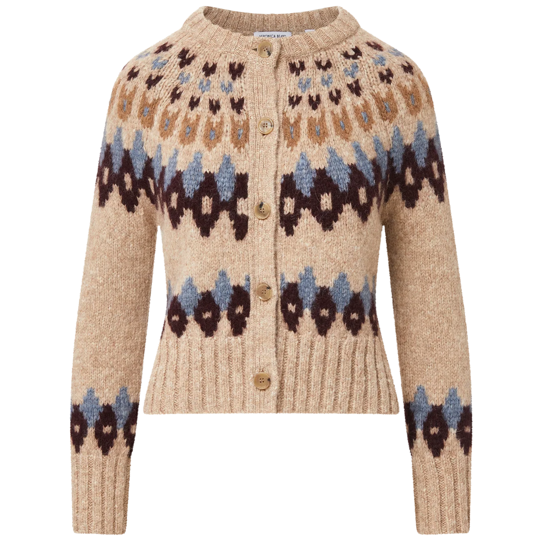 Christina Fairisle Cardigan in Oatmeal Melange Multi