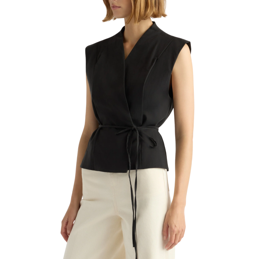 Leandra Tie-Wrap Vest in Black