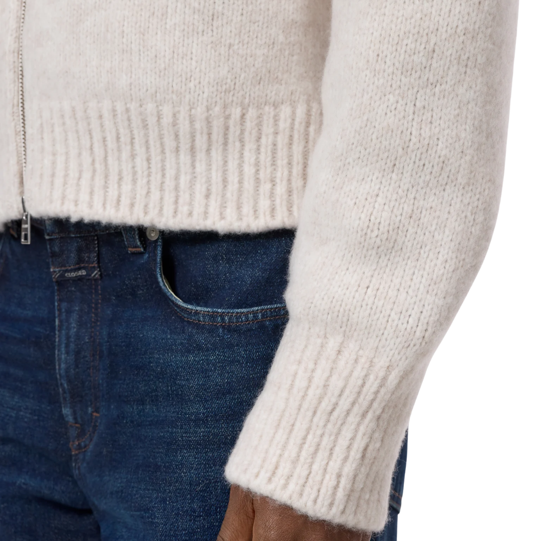 Cardigan With Norwegian Pattern in Cloud Cream