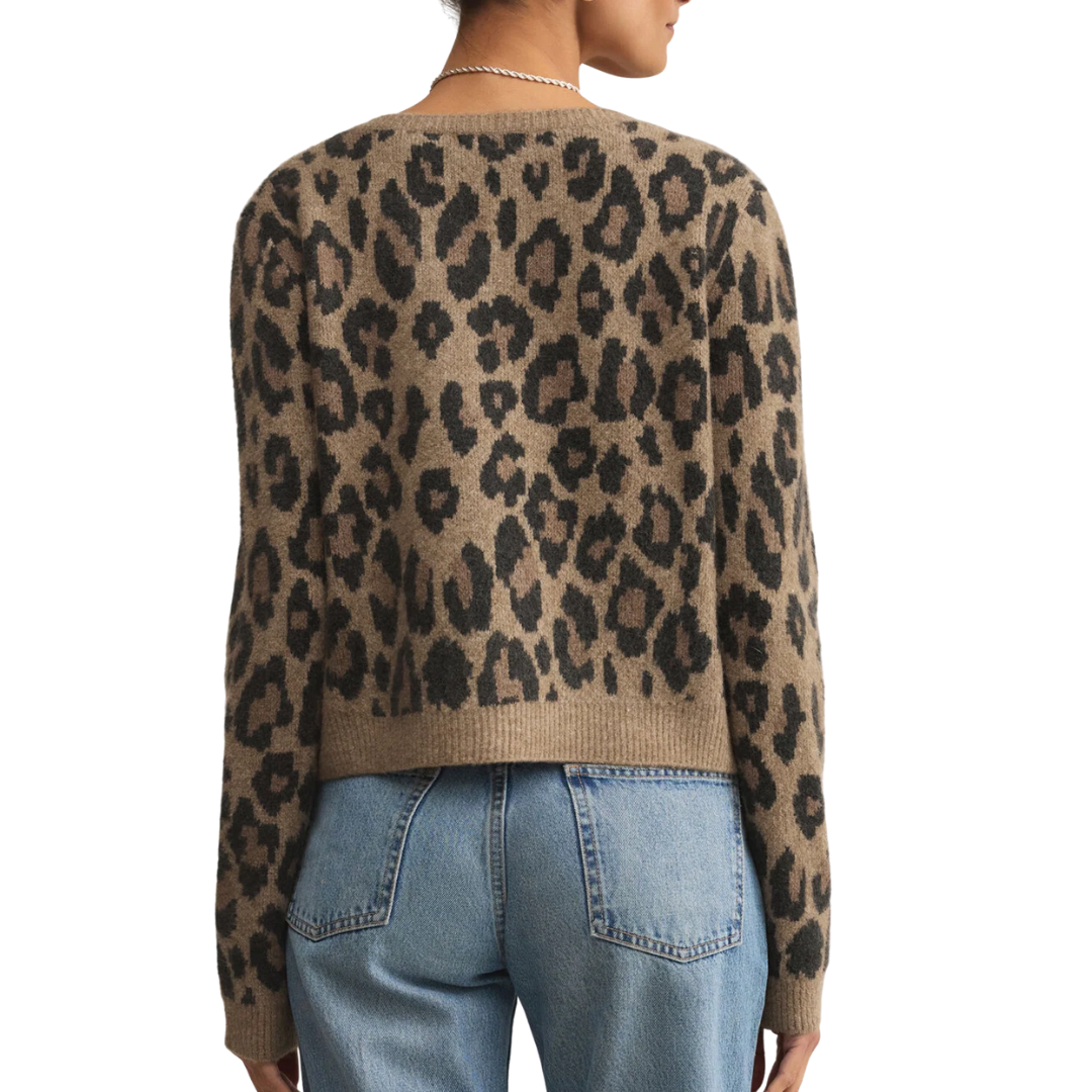 Outlook Leopard Cardigan in Desert Tan