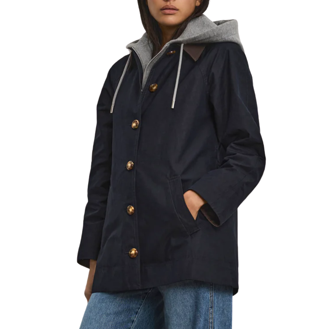 Langham Belted Dickey Coat in Navy