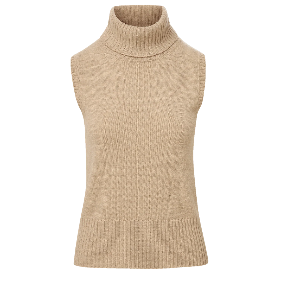 Mazzy Cashmere Sleeveless Sweater in Oatmeal