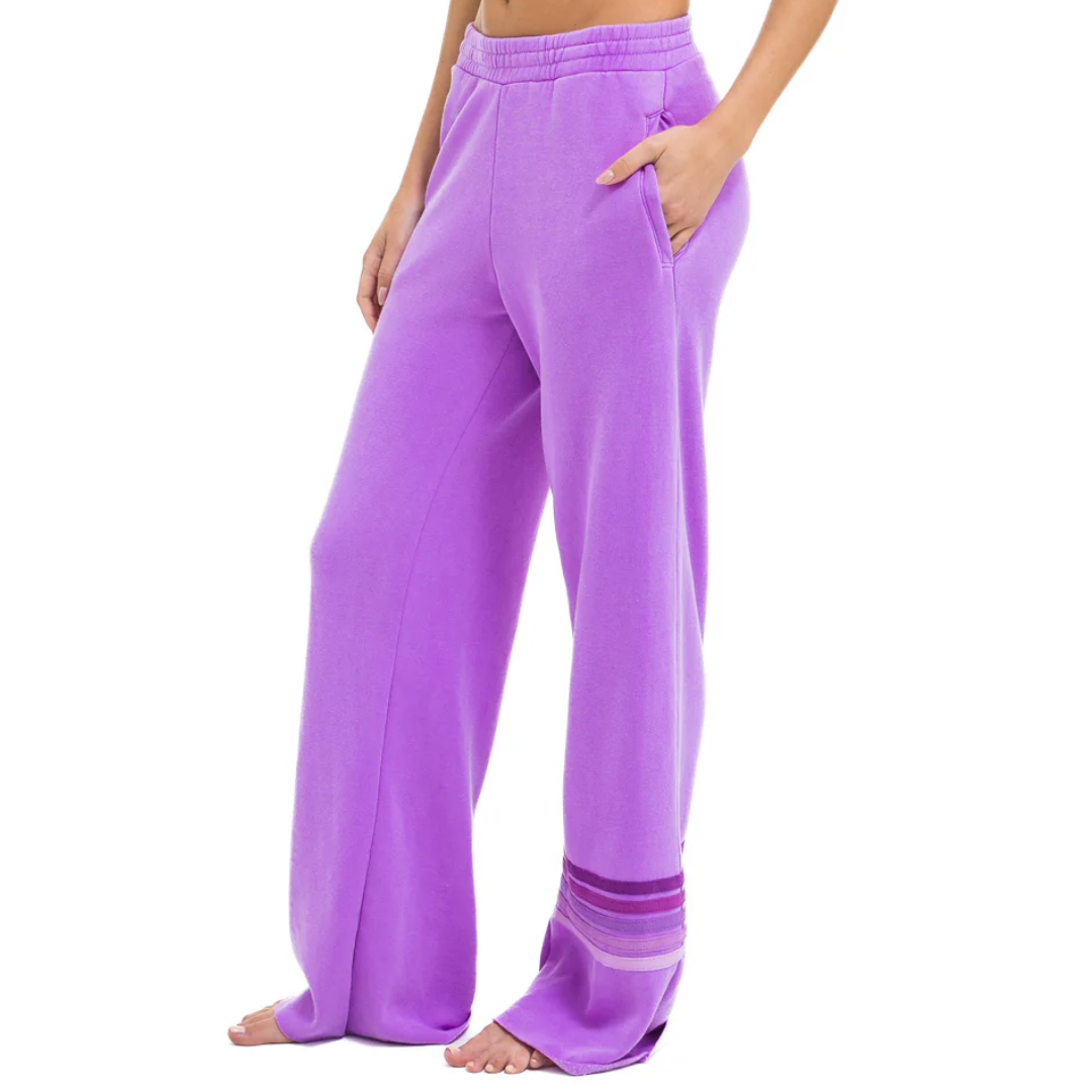 Rugby Wide Leg Sweatpants in Neon Purple/Purple