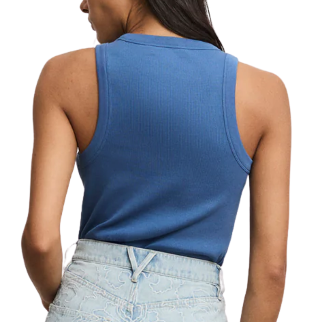 Jordyn Cropped Tank Top in Blue Coast