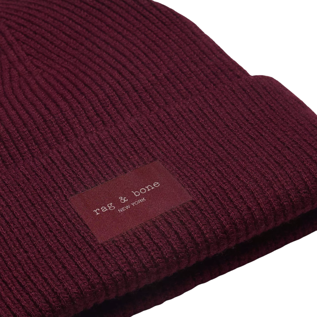 Blake Rib-Knit Beanie in Pomegranate