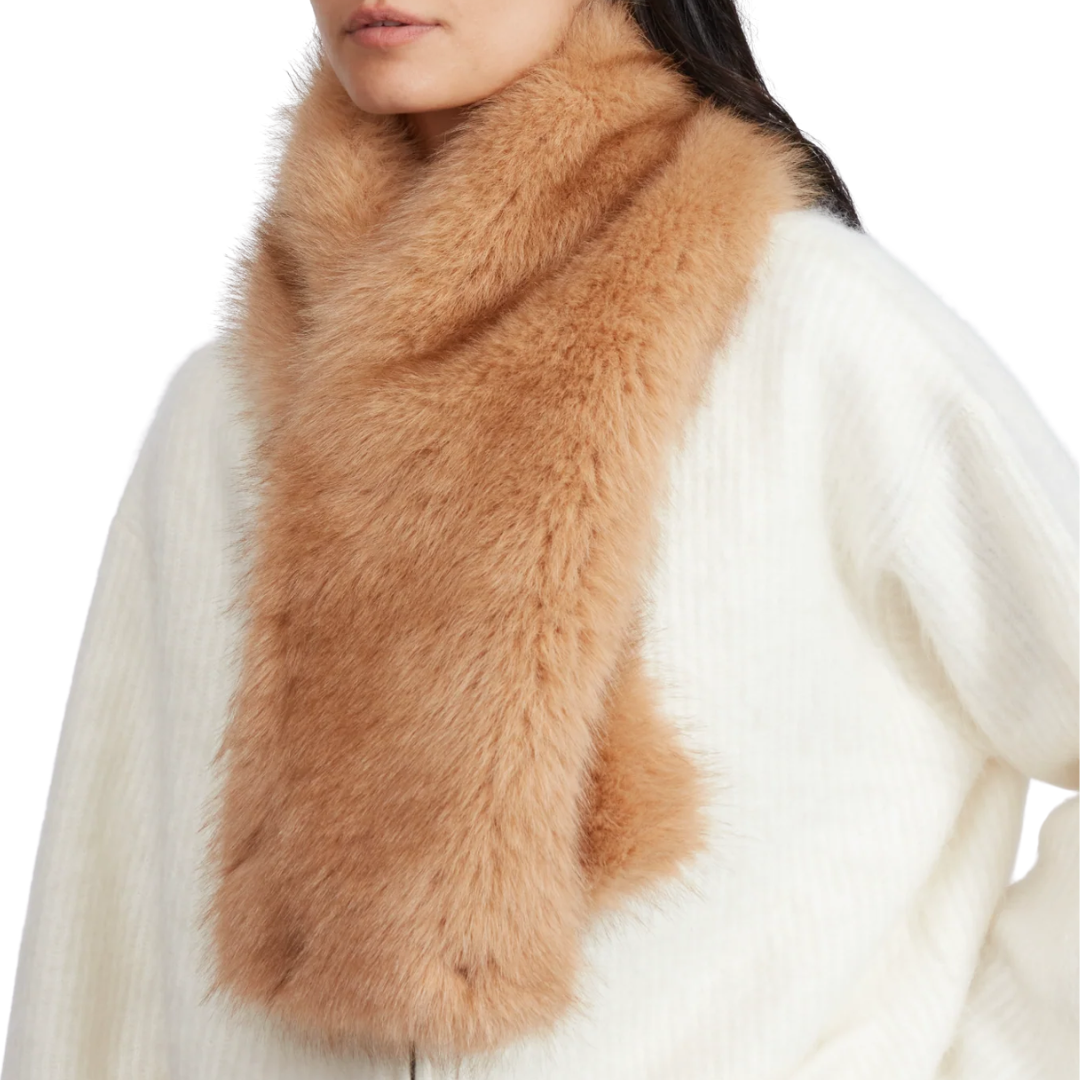 Mel Faux Fur Scarf in Camel