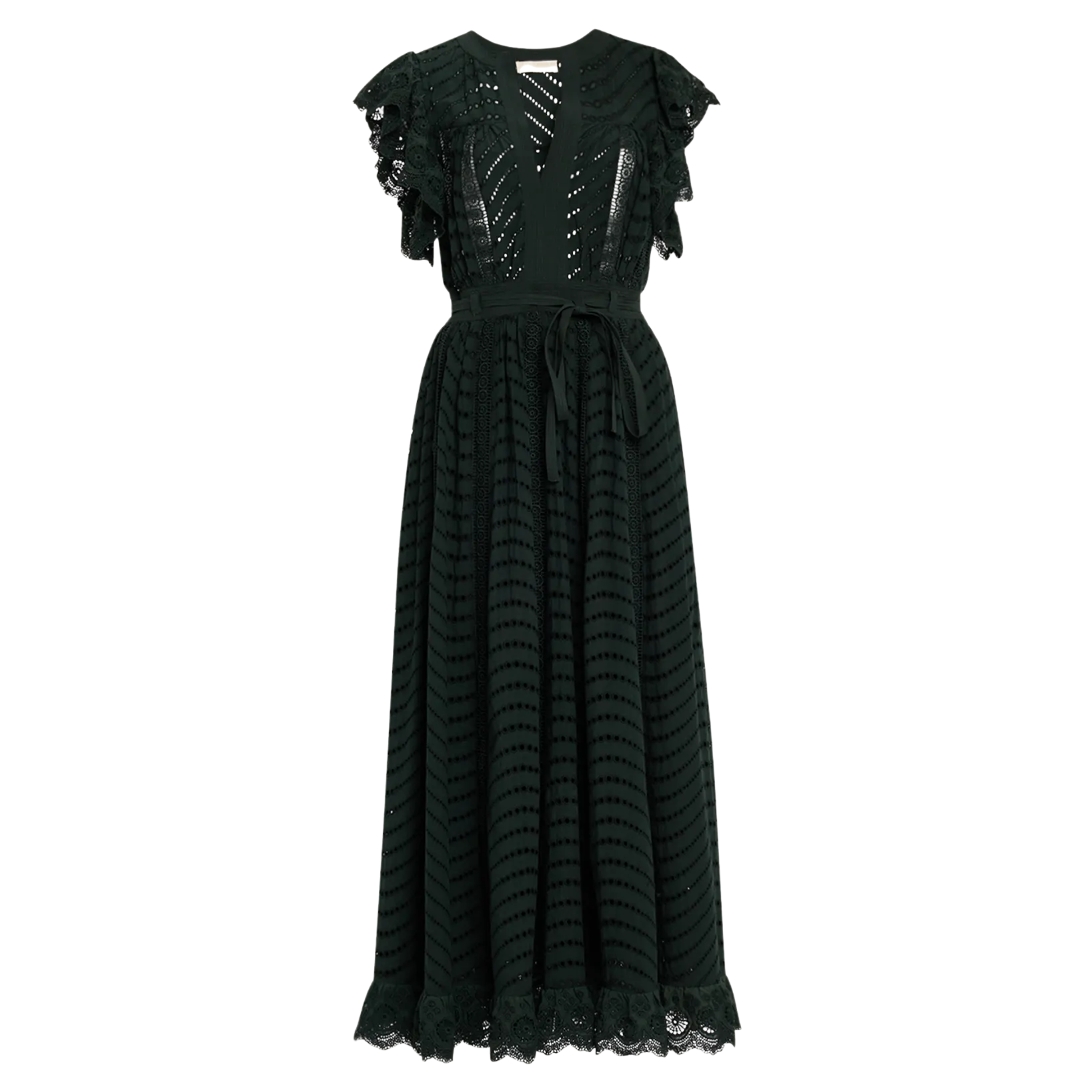 Olga Flutter Sleeve Midi Dress in Cypress