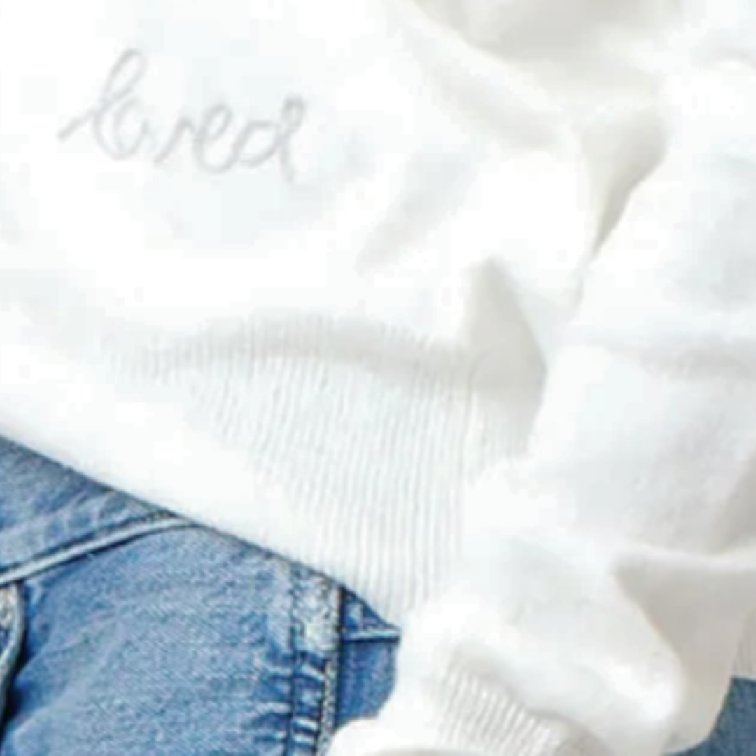 Patchwork Cotton Pullover in White