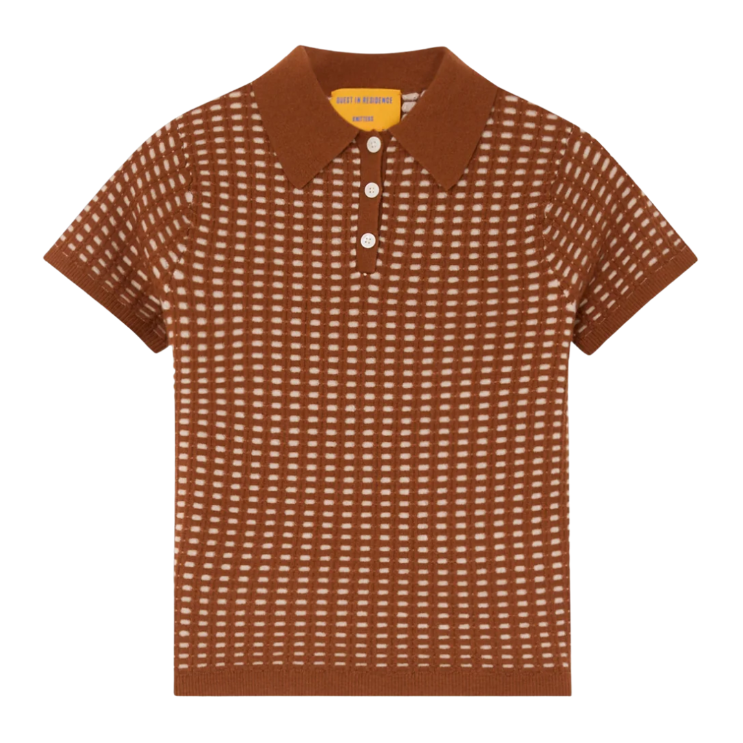 Shunken Waffle Polo in Burnt Sienna/Sandstone