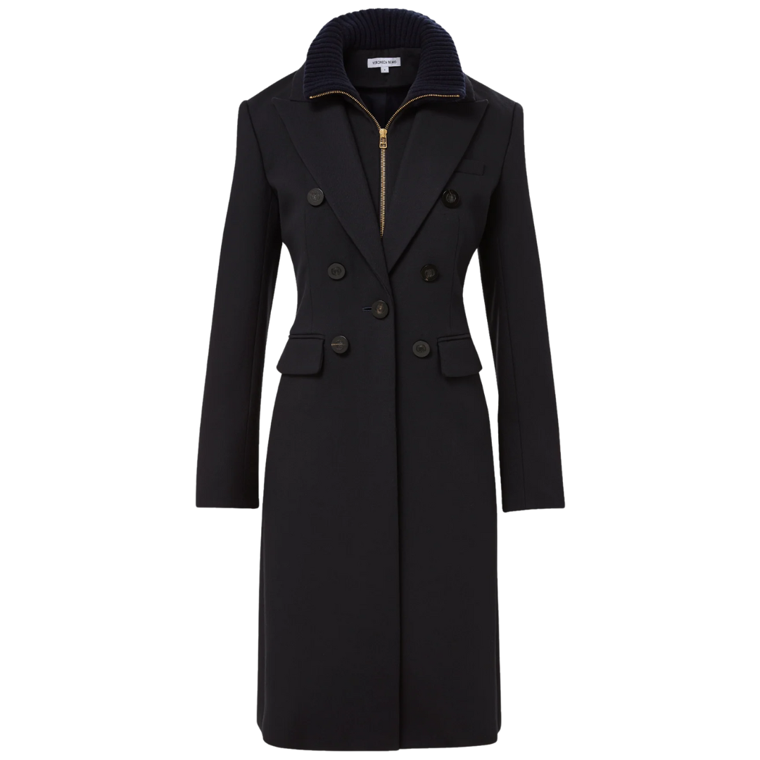 Stryder Double-Breasted Dickey Coat in Navy