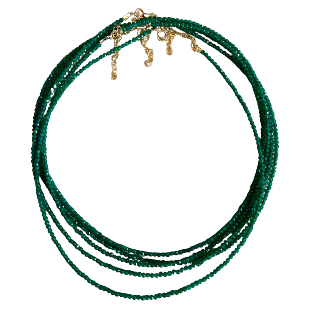 Micro Gemstone Choker in Green Onyx