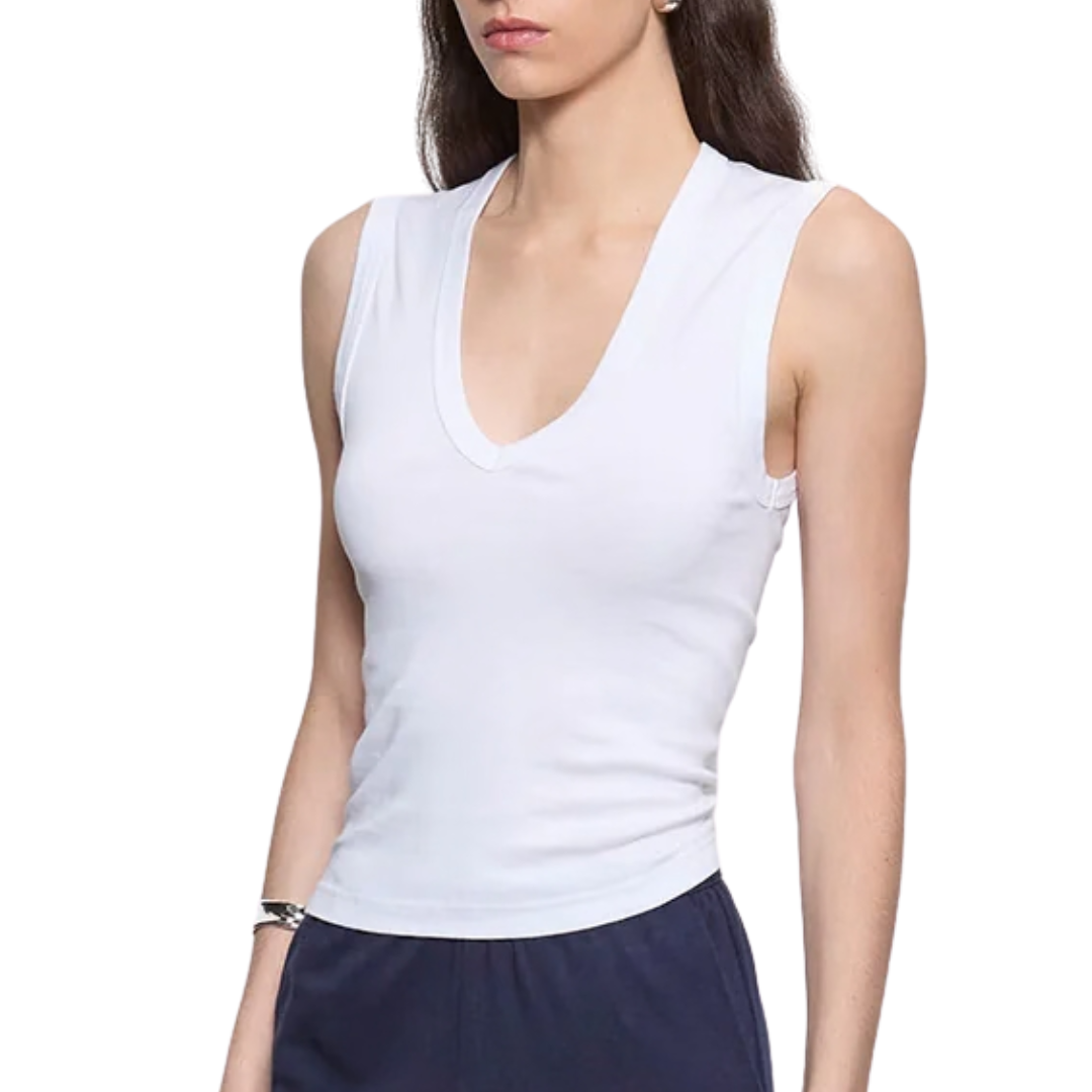 New Classic Sleeveless V in White