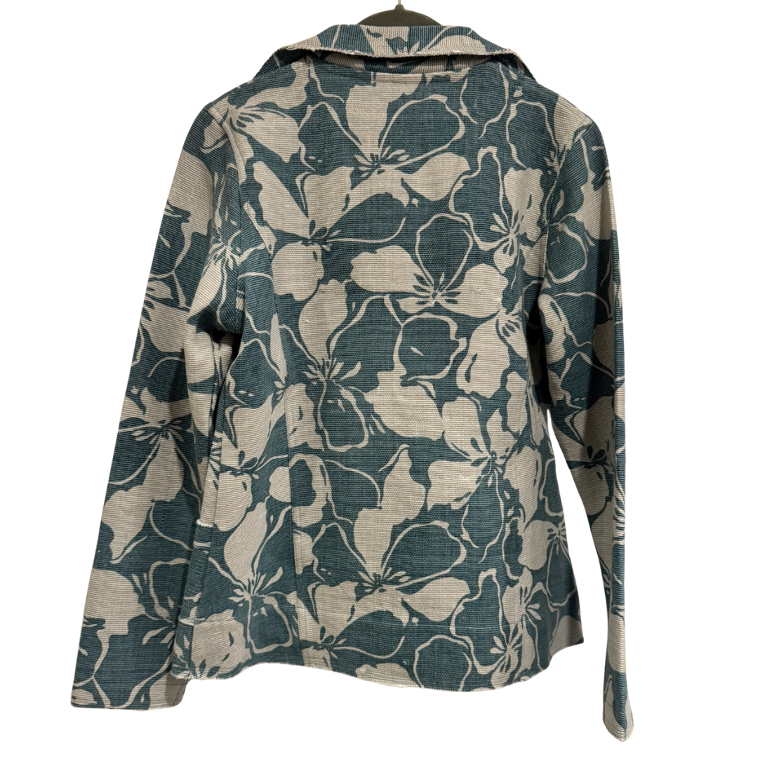 Hibiscus Flower Blazer in Blue/Grey