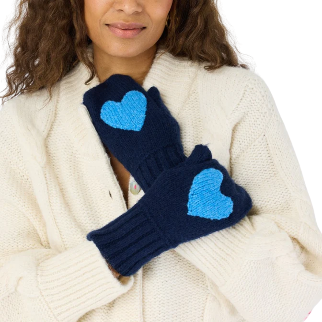 Patch Mittens in Indigo