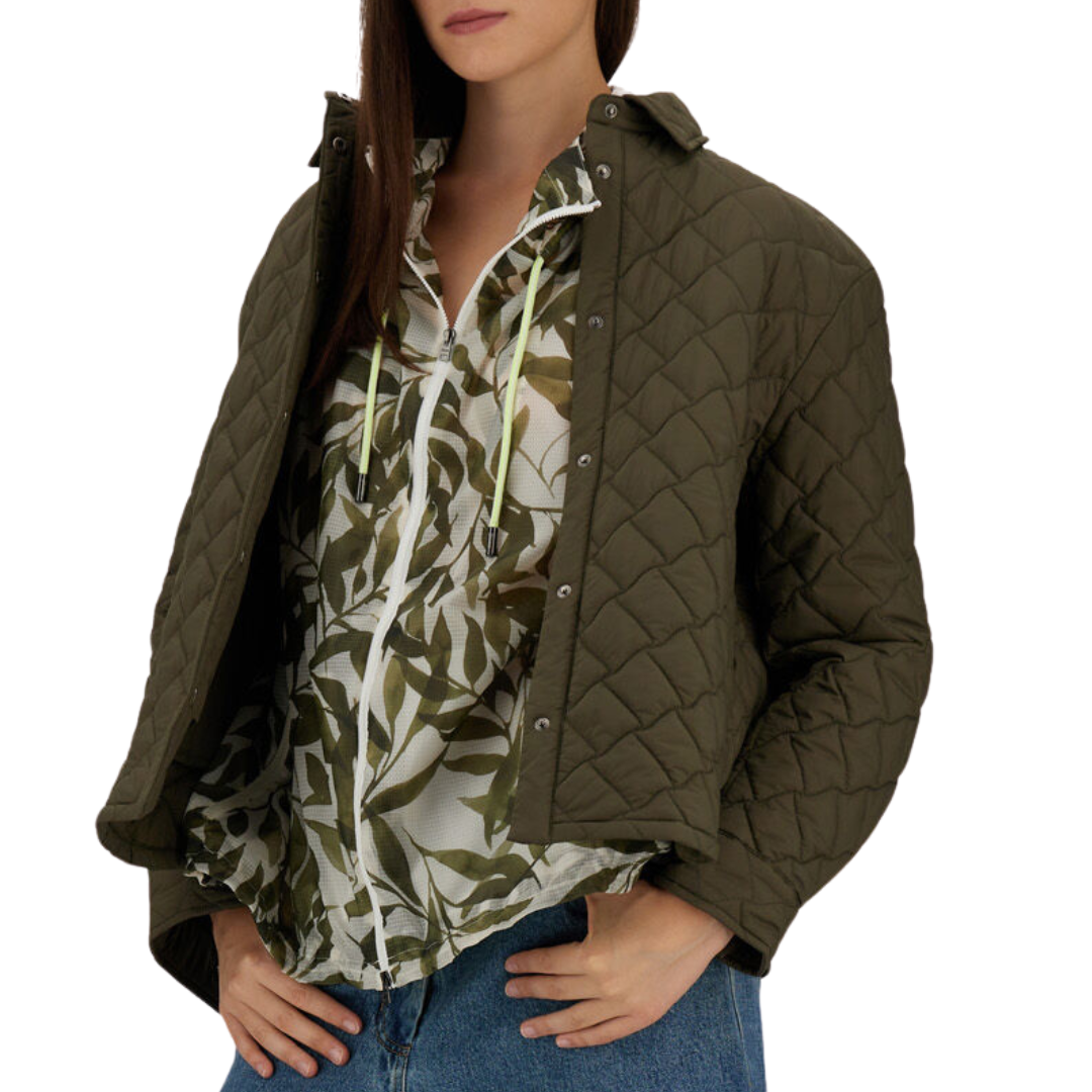 Ecoage Shacket in Green/Beige