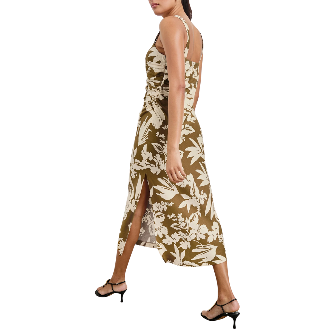 Damaris Dress in Olive Tropic