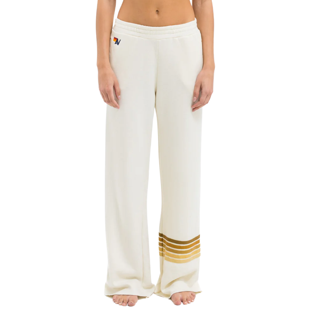 Rugby Wide Leg Sweatpants in Vintage White/Brown