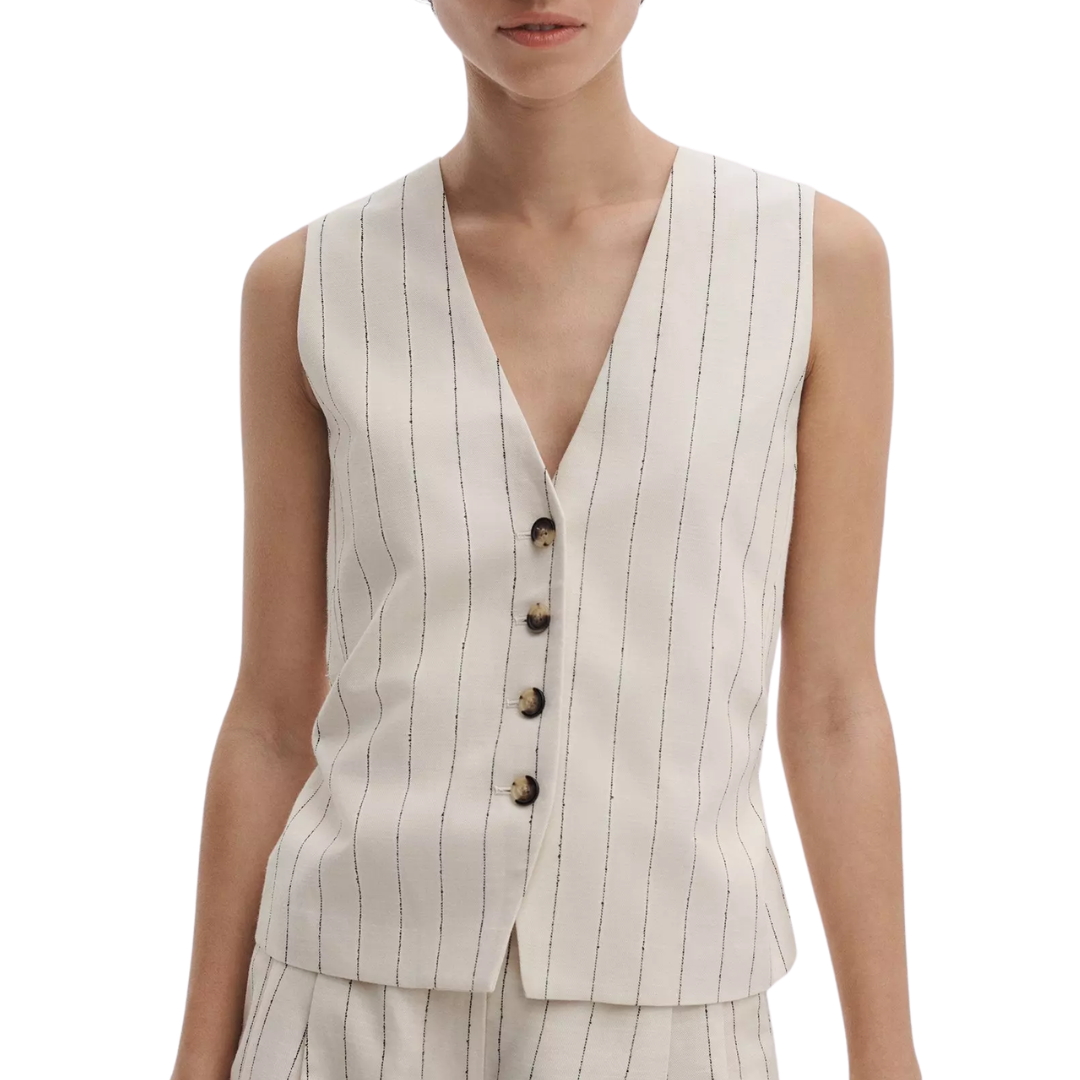 Paulette Striped Vest in White Stripe
