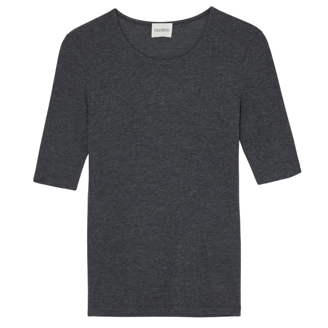 Modal-Cashmere-Blend Top in Dark Grey Melange