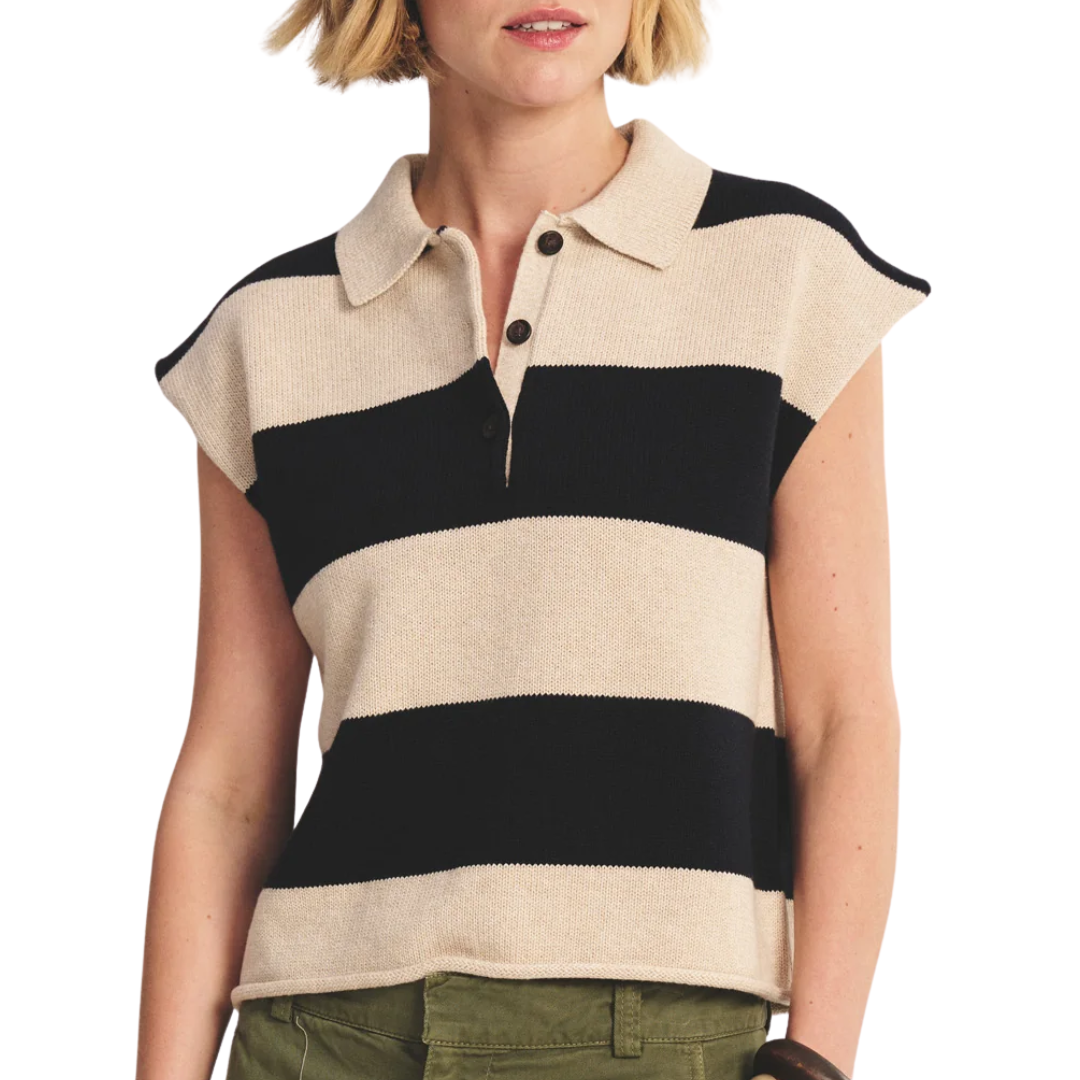 Zoella Sweater Polo in Oat/Navy