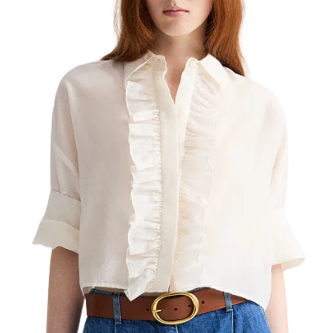 Next Ex Shirt with Ruffle Collar in Ivory