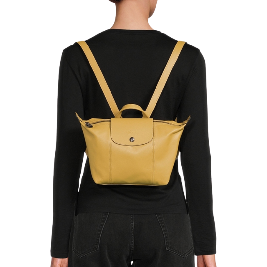Le Pliage Cuir Backpack in Desert